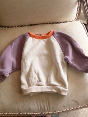 Lilac Sleeve Colorblock Sweatshirt with Orange Trim